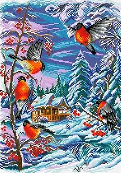 Алмазная вышивка «Снегири»