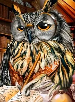 Алмазная вышивка «Ученый филин»