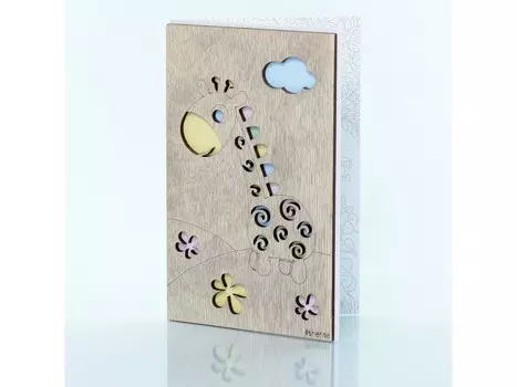 Деревянная открытка «Жирафик»