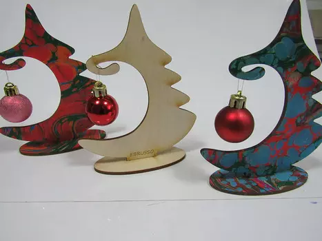 Деревянная заготовка для эбру Елочка+новогодний шарик, EBRUSSO