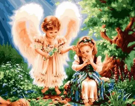 Картина по номерам «Ангел и девочка»