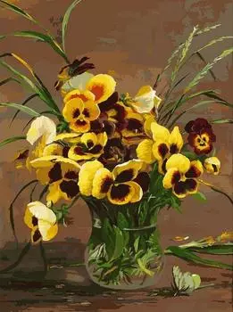 Картина по номерам «Анютины глазки в вазе»