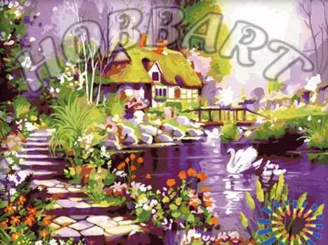 Картина по номерам «Белый лебедь на пруду»