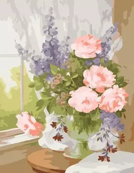 Картина по номерам «Букет на подоконнике»