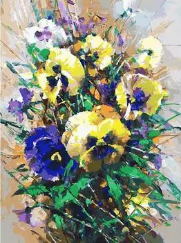 Картина по номерам «Букет с анютками»