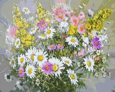 Картина по номерам «Букет с ромашками»