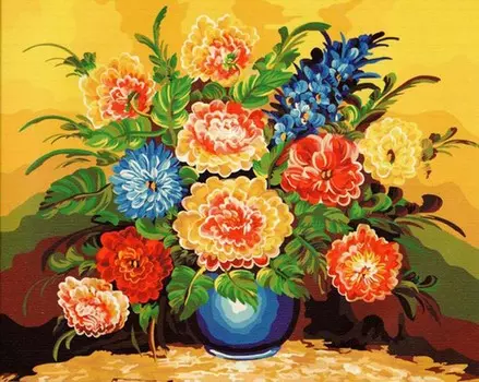 Картина по номерам «Букет в синей вазе»
