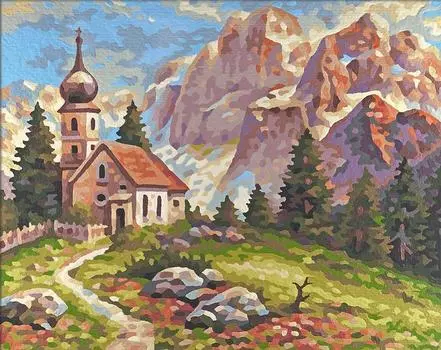 Картина по номерам «Церковь в Доломитах»