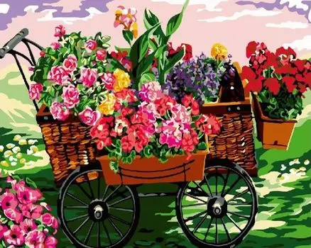 Картина по номерам «Цветочная тележка»