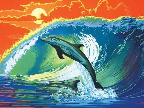 Картина по номерам «Дельфины»