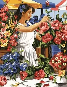 Картина по номерам «Девушка-флорист»