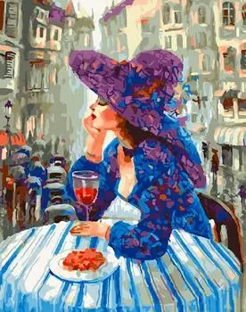 Картина по номерам «Девушка в кафе»