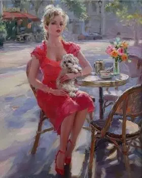 Картина по номерам «Девушка в кафе»