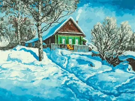 Картина по номерам «Домик на горе»