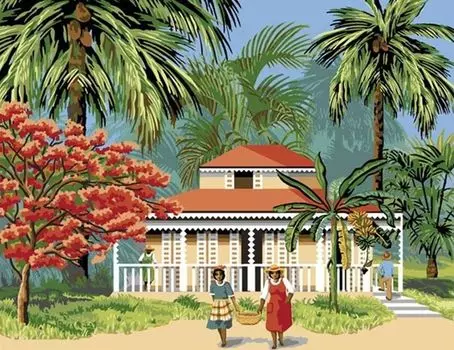 Картина по номерам «Домик в полинезии»