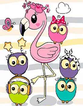 Картина по номерам «Фламинго с друзьями»