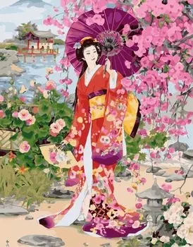 Картина по номерам «Гейша с зонтом»