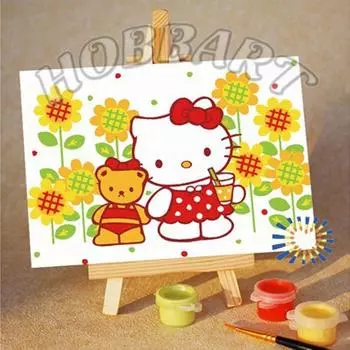 Картина по номерам «Hello Kitty. Коктейль на лужайке»