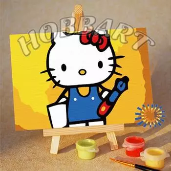 Картина по номерам «Hello Kitty: учусь писать»