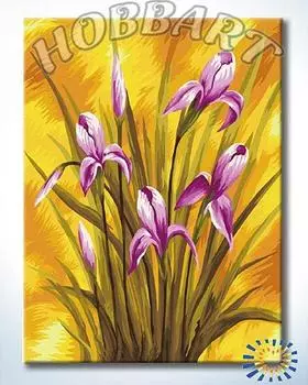 Картина по номерам «Ирисы на золотом»