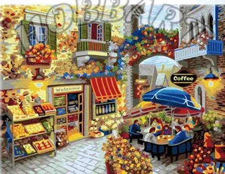 Картина по номерам «Кафе у цветочной арки»