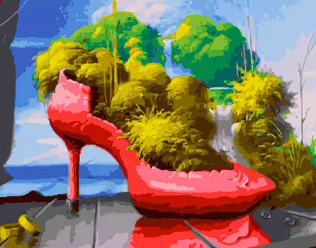 Картина по номерам «Клумба в туфле»