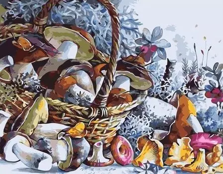 Картина по номерам «Корзина грибов»