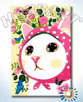 Картина по номерам «Кошечка в платочке»