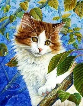 Картина по номерам «Кошка на ветке»