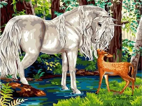 Картина по номерам «Косуля и единорог»