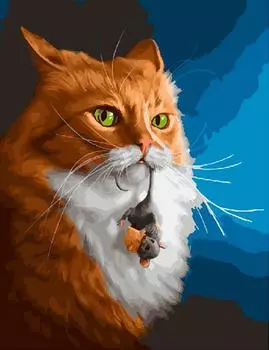 Картина по номерам «Кот с мышкой»