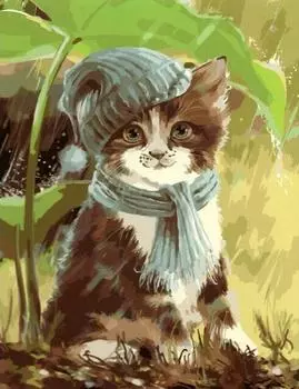 Картина по номерам «Котенок под дождем»