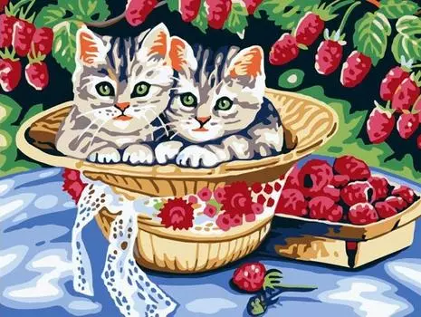 Картина по номерам «Котята в саду»