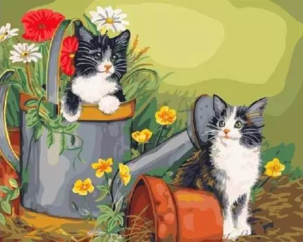 Картина по номерам «Котята в саду»