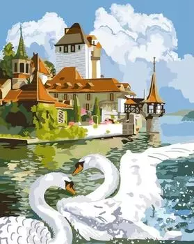 Картина по номерам «Лебединая пара»