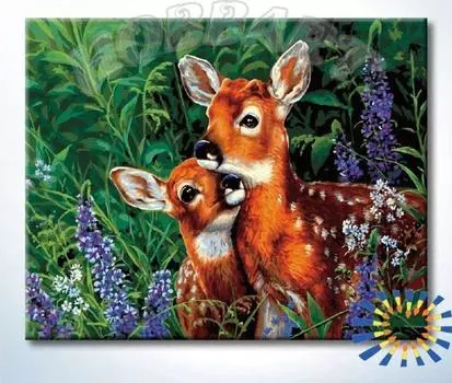 Картина по номерам «Лесное семейство»