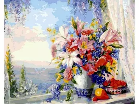 Картина по номерам «Лилии на окне»