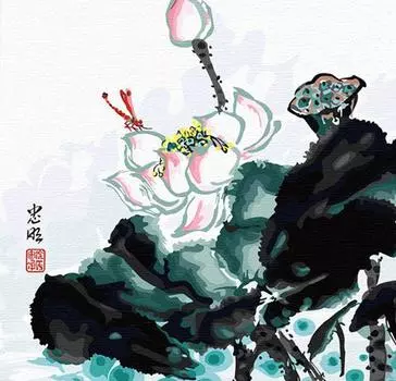 Картина по номерам «Лотос. Китайской тушью»