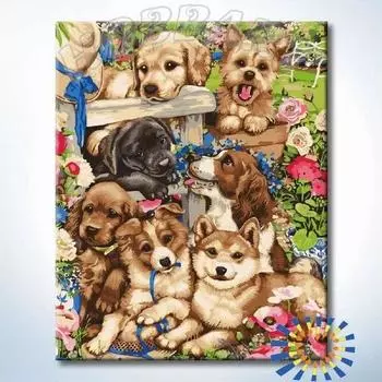 Картина по номерам «Любимые щенята»