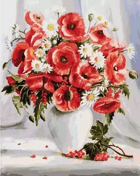 Картина по номерам «Маки и ромашки»