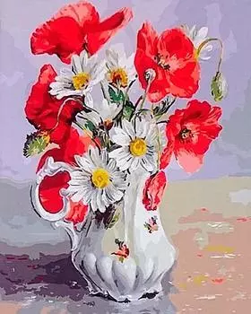 Картина по номерам «Маки и ромашки»