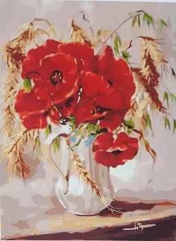 Картина по номерам «Маки с пшеницей»