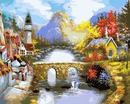 Картина по номерам «Мост через реку»