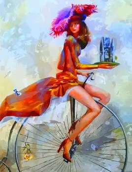 Картина по номерам «На велосипеде»