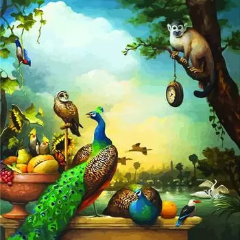 Картина по номерам «Натюрморт с павлинами»