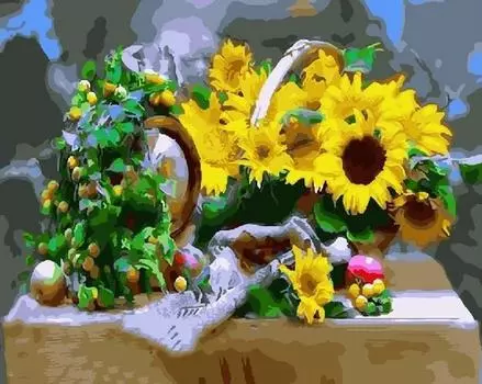 Картина по номерам «Натюрморт с подсолнухами»