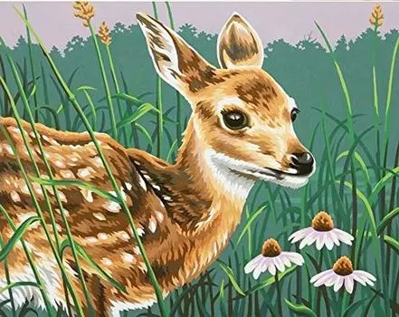 Картина по номерам «Олененок и цветы»