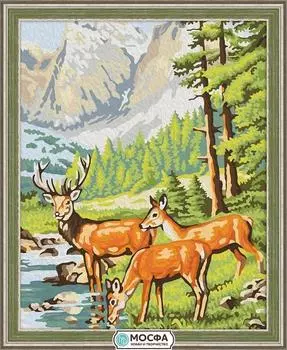 Картина по номерам «Олени на водопое»