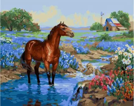 Картина по номерам «Отдых лошади»