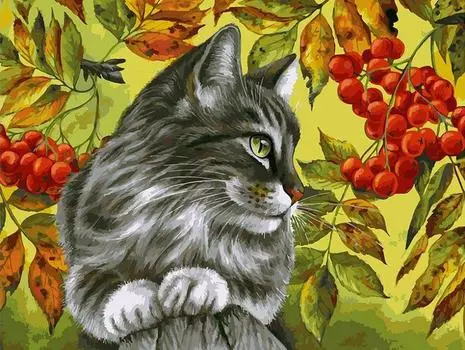 Картина по номерам «Отдых в ветках рябины»